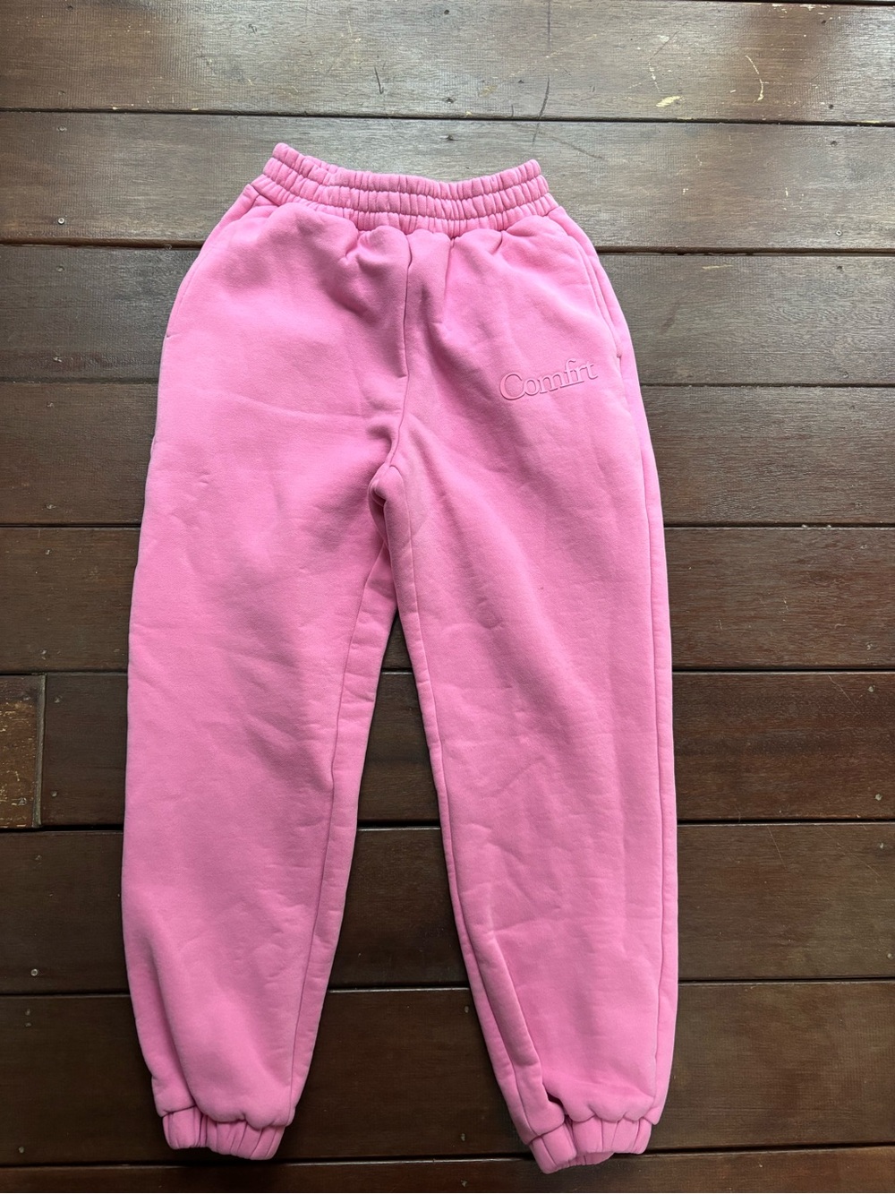 Comfrt Women's S Fuchsia Pink Sweatpants Thick Heavy Warm Elastic Waist/Ankle